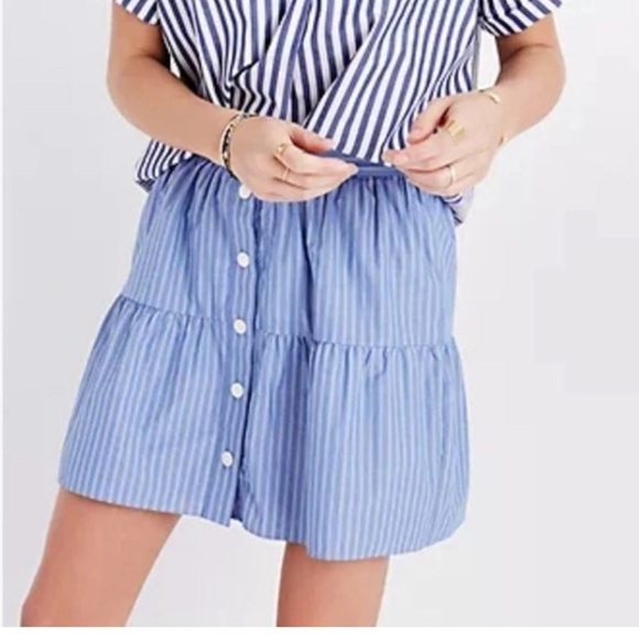 Madewell Dresses & Skirts - Madewell Women’s Bistro Tiered Blue And White Mini Skirt